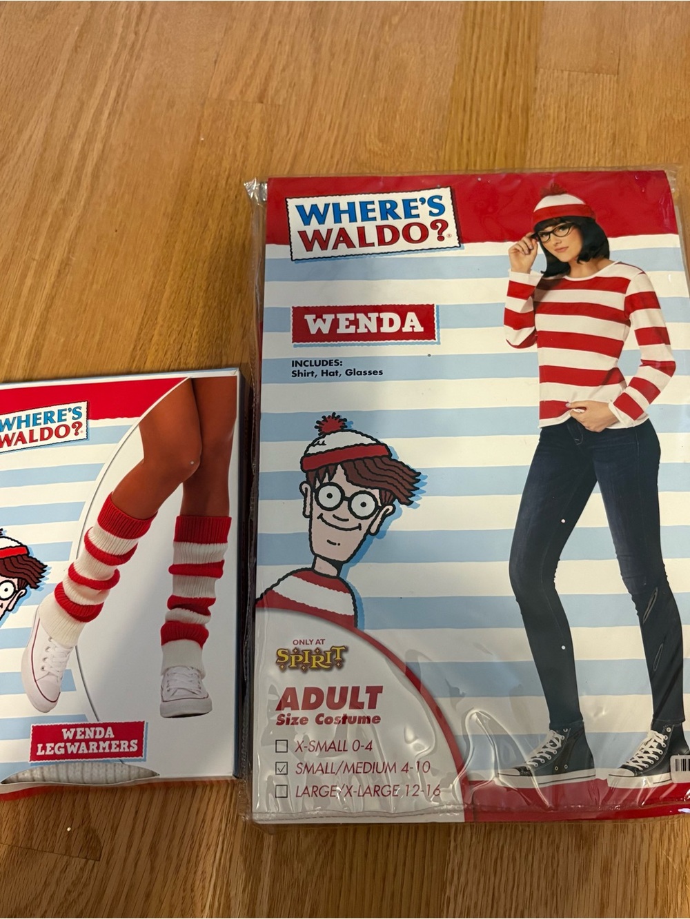 Wenda Where’s Waldo Costume W/ Legwarmers Small Medium Spirit Halloween